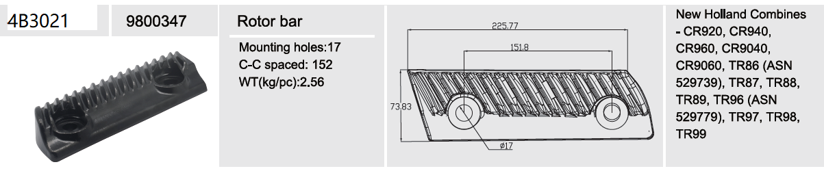 Rotor rasp bar kit for combine harvester parts 1309336C2 278821A2 84164540 9800346 9800347 86503255 86503256 AH216678(图7)