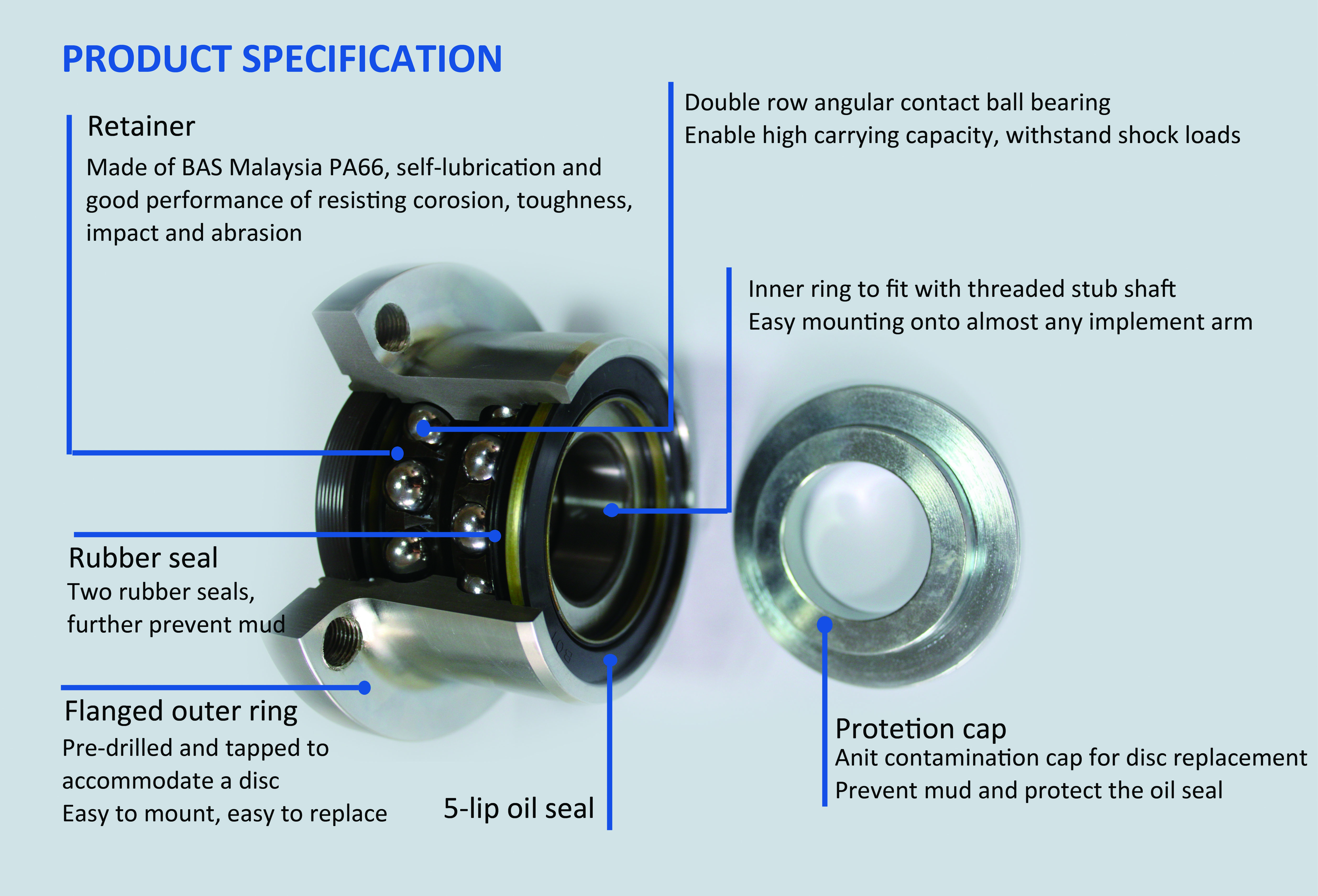 Upgrade agricultural bearing Certificate TS16949 Tillage disc harrow OEM BAA-0004 hub bearing(图2)