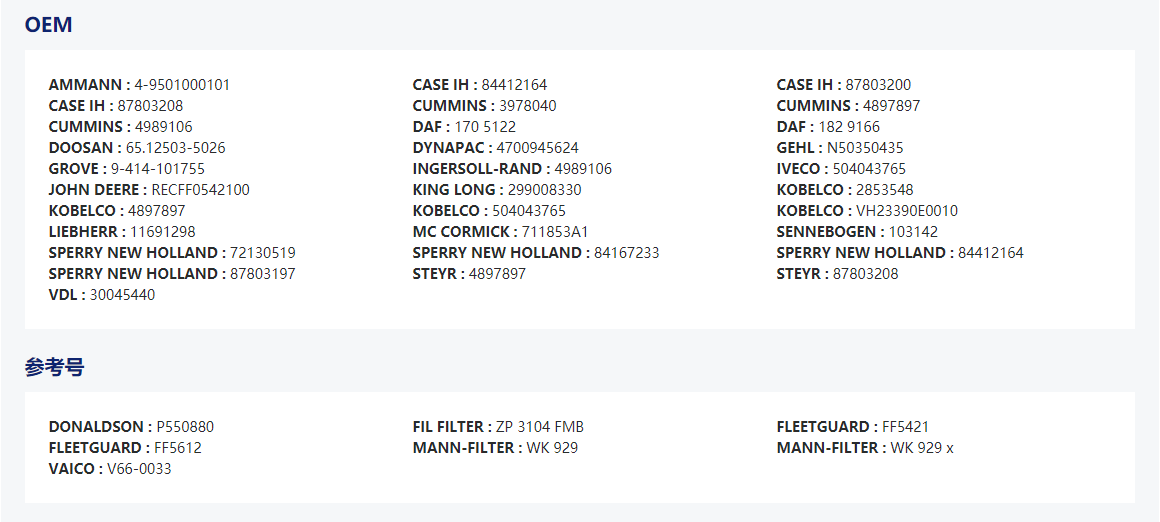 engine fuel filter element and CNH filter for Tractor accessories and Combine Harvester OEM 84167233(84412164)(图3)